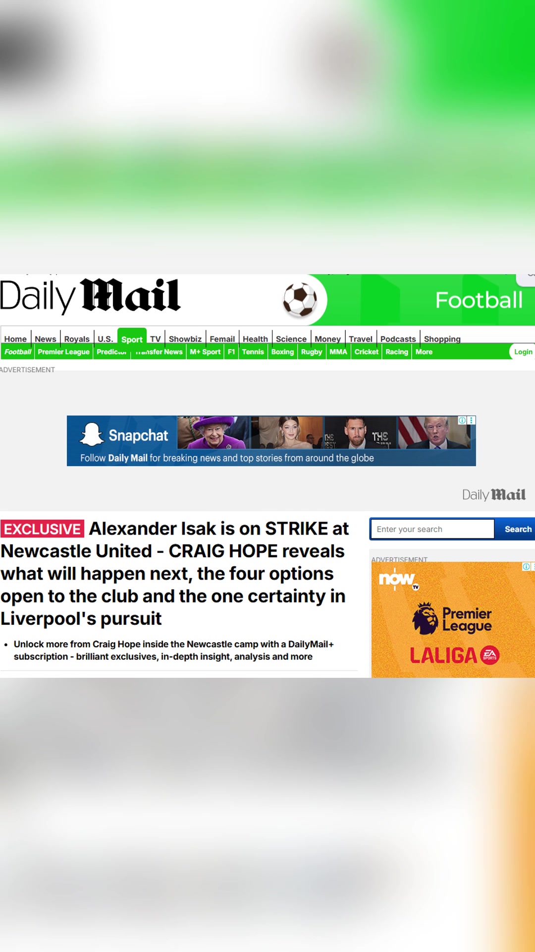 邮报伊萨克罢工不和球队训练纽卡依然给他支付14万英镑周薪